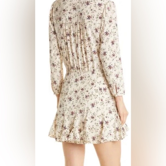 VERONICA BEARD "Riggins" Floral Silk Crepe Flounce Hem Mini Dress size 6 - Picture 5 of 8